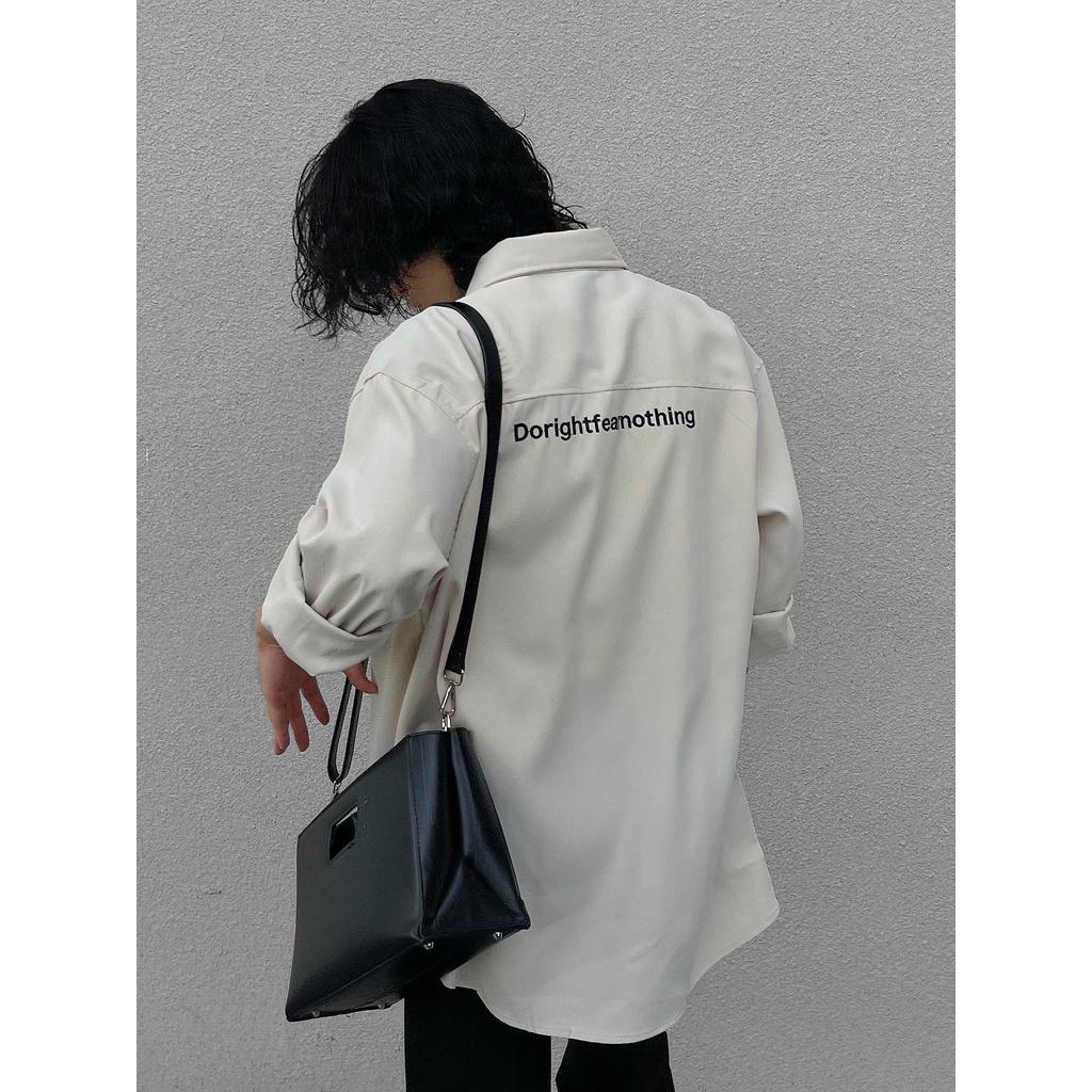 Áo Sơmi dài tay Kaki Dorightfearnothing, Áo sơ-mi dài tay nam nữ unisex form rộng, Local Brand JACK LANE
