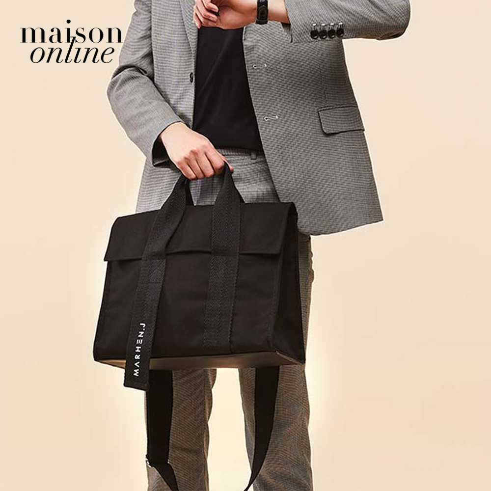 Marhen.J - Túi đeo vai chữ nhật nắp gập vải bố Roy MJ19AROYAL-BK