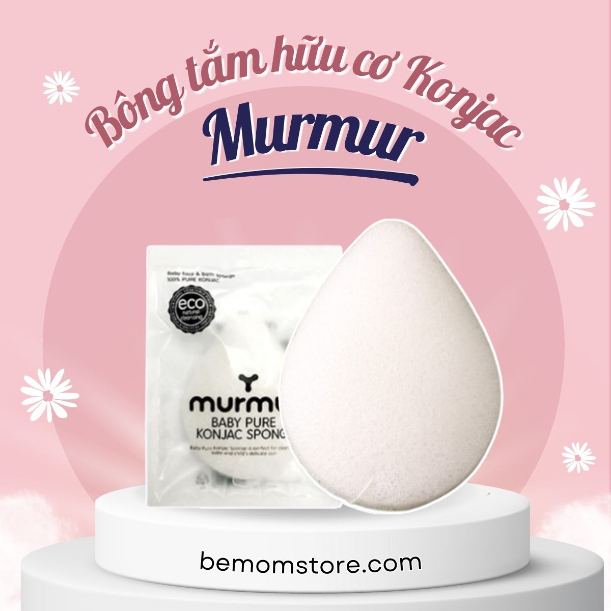 Bông tắm bọt biển hữu cơ konjac Murmur tinh khiết siêu mềm cho bé sơ sinh (hình giọt nước)