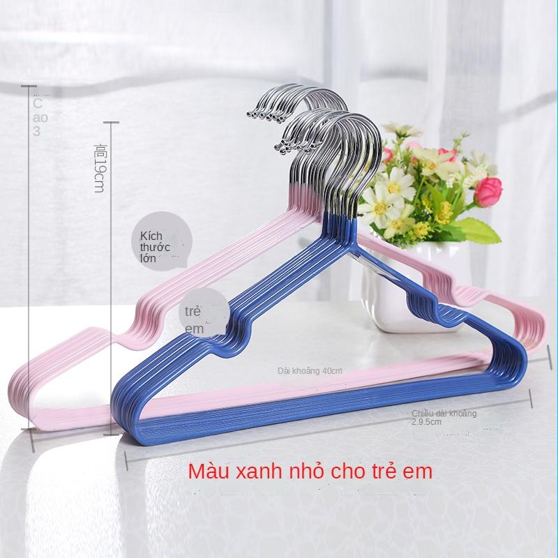 Set 10 Móc treo quần áo inox dày cao cấp bọc nhựa chống bay và hằn quần áo