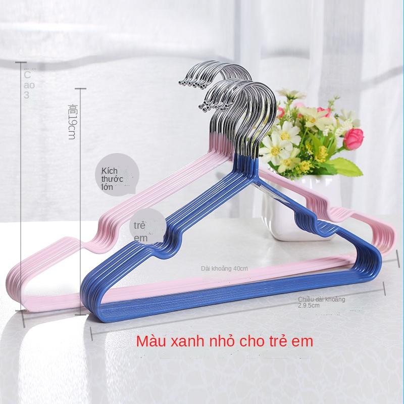 Set 10 Móc treo quần áo inox dày cao cấp bọc nhựa chống bay và hằn quần áo ( có cỡ trẻ em và người lớn)