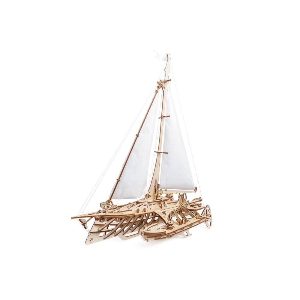 Mô hình gỗ cơ khí, Ugears Trimaran - Thuyền buồm cánh tam giác, mô hình lắp ráp 3D, chính hãng UGEARS, nhập khẩu nguyên bộ từ EU, đồ chơi trí tuệ