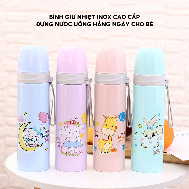 Bình Giữ Nhiệt Đựng Nước Giữ Nóng Lạnh 500ML Tặng Quai Xách Tiện Lợi Lõi Inox Cao Cấp Giá Rẻ Giao Màu Ngẫu