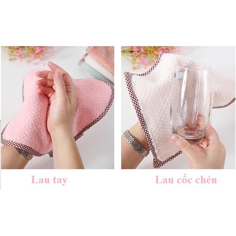 Khăn lau tay, lau bếp sợi len có móc treo tiện dụng, thấm hút tốt, mềm mịn