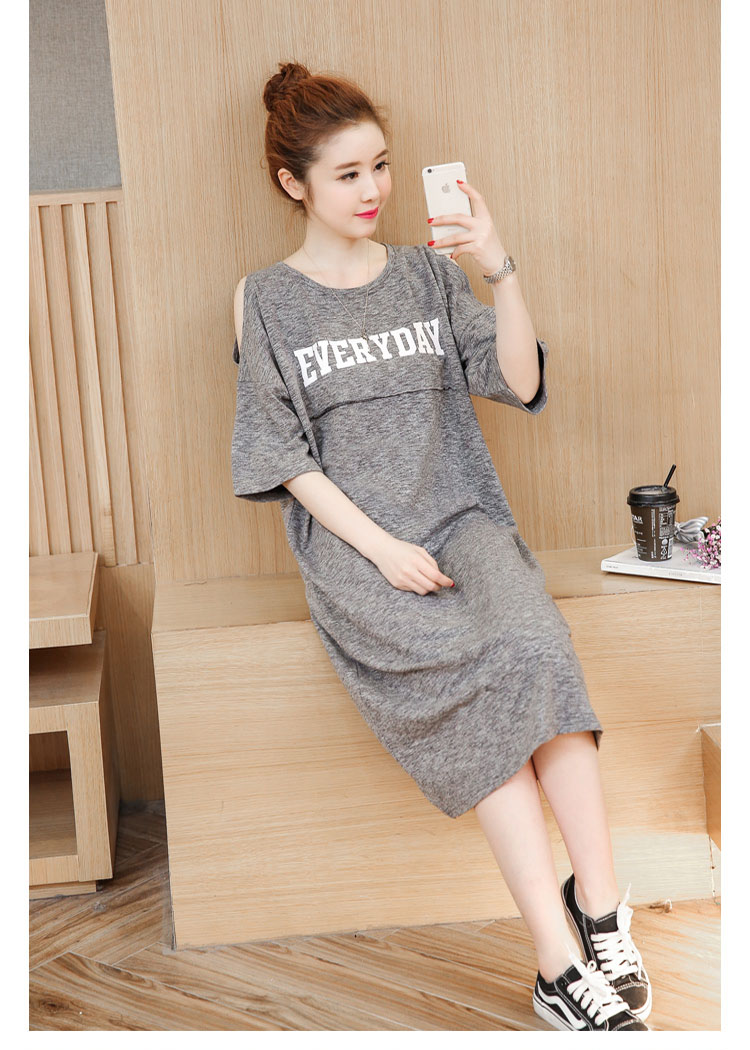 Đầm bầu cotton xẻ vai DR2077