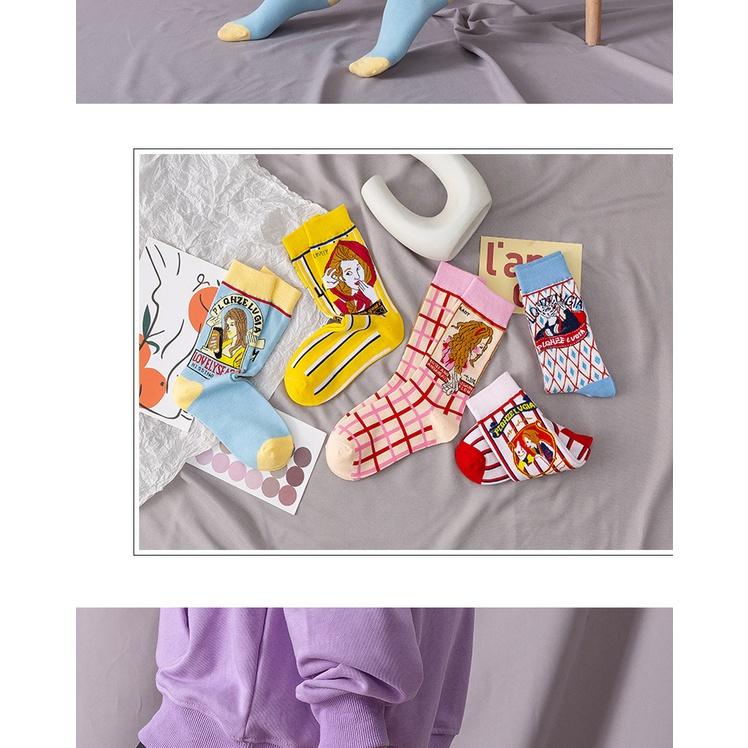 Vớ chân tất chân retro dễ thương Lolita tất kim cương kiểu Nhật Bản họa tiết sinh động VT21