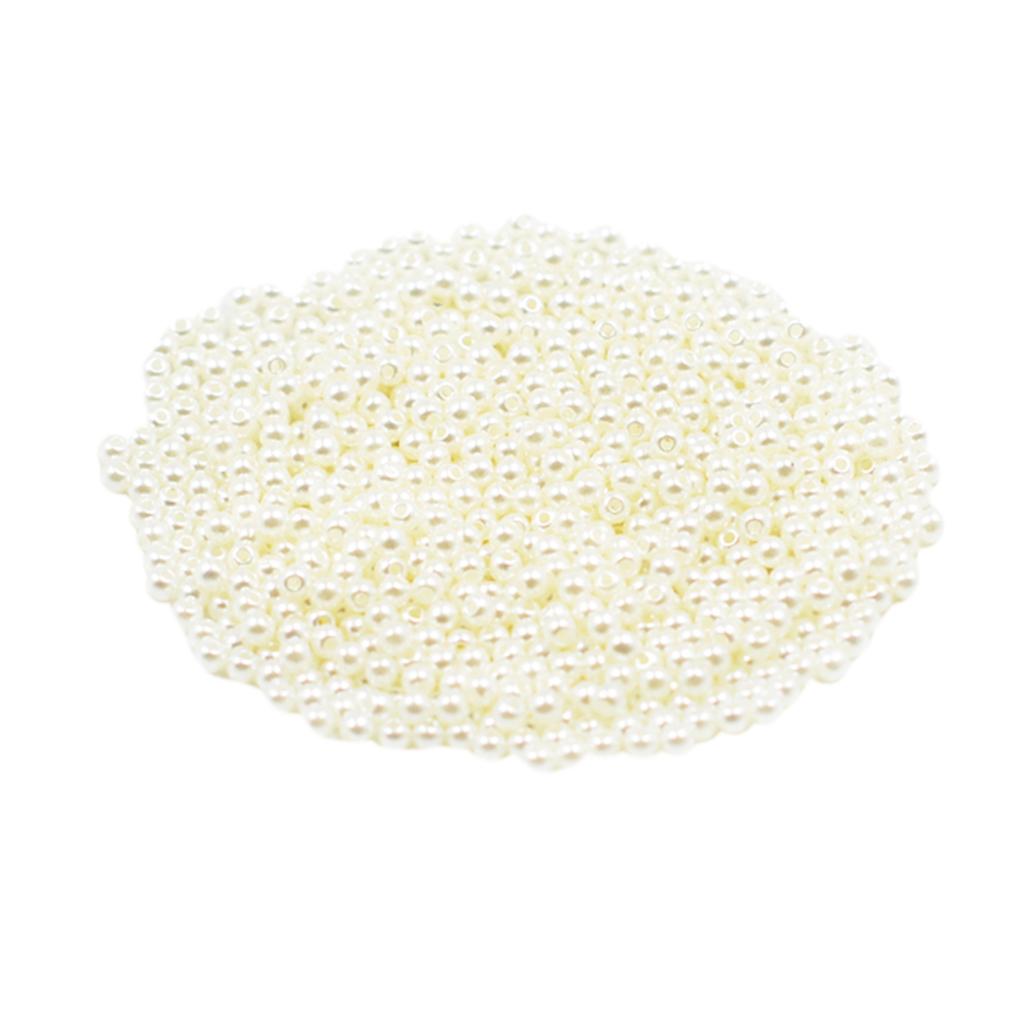 Round Plastic Pearl Spacer Loose Beads for DIY Craft Beige 1000 Pieces 3mm