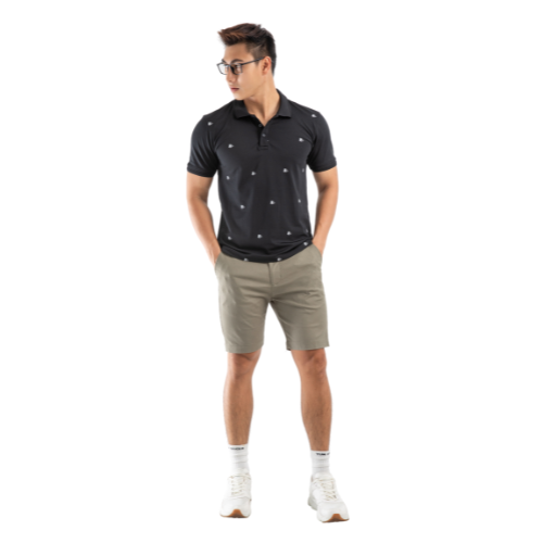 Áo thun polo hoạ tiết Simple &amp; Basic dễ phối đồ, màu đen