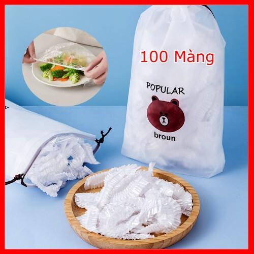 Màng bọc thực phẩm có chun co giãn tiện lợi 100 cái có thể tái sử dụng chịu nhiệt tốt giúp bảo quản thực phẩm đồ ăn