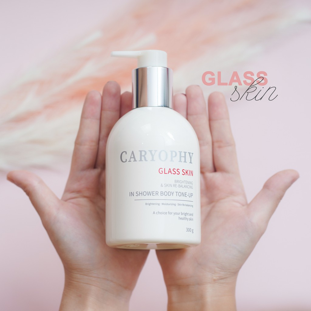 Kem Dưỡng Trắng Da Bật Tone Body 3 in 1 Caryophy Glass Skin in Shower Body Tone Up 300g + Tặng kèm 1 áo mưa cao cấp Caryophy