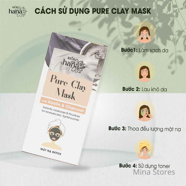 Mặt Nạ Đất Sét Detox Thải Độc Da RIORI Pure Clay Mask hộp 6 gói x 12g, Nạ Bùn Khoáng giúp hút dầu thừa, thu nhỏ lỗ chân lông, ngăn ngừa mụn...