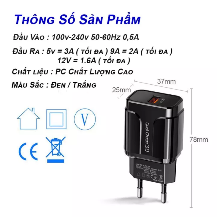 Củ Sạc Nhanh 20W Quick Charge 3.0 Hỗ Trợ Sạc Nhanh Cho Cho Điện Thoại Iphone, Android, Phụ Kiện Điện Thoại, Pin Dự Phòng - Củ Sạc Nhanh 20W Cao Cấp tương thích nhiều thiết bị