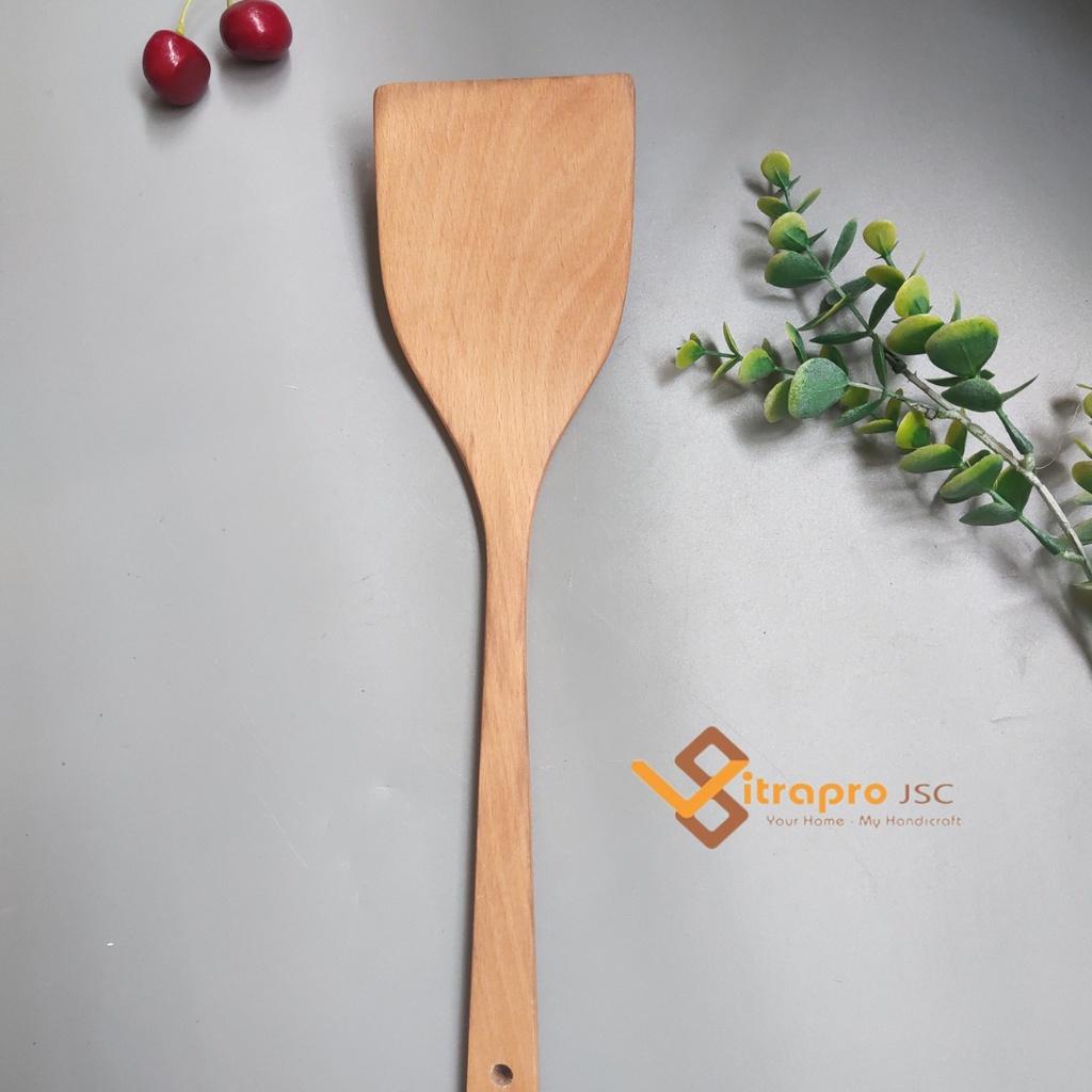 Set Gồm 4 Muôi Sạn Xào Muỗng Canh Cơm Chất Liệu Gỗ Keo An Toàn Tiện Lợi