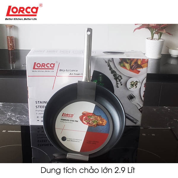 Chảo Chống Dính Inox 5 Lớp Cao Cấp Lorca TA 2324 Nhập Khẩu Dùng Mọi Loại Bếp, Đa Năng Chống Gỉ Xước