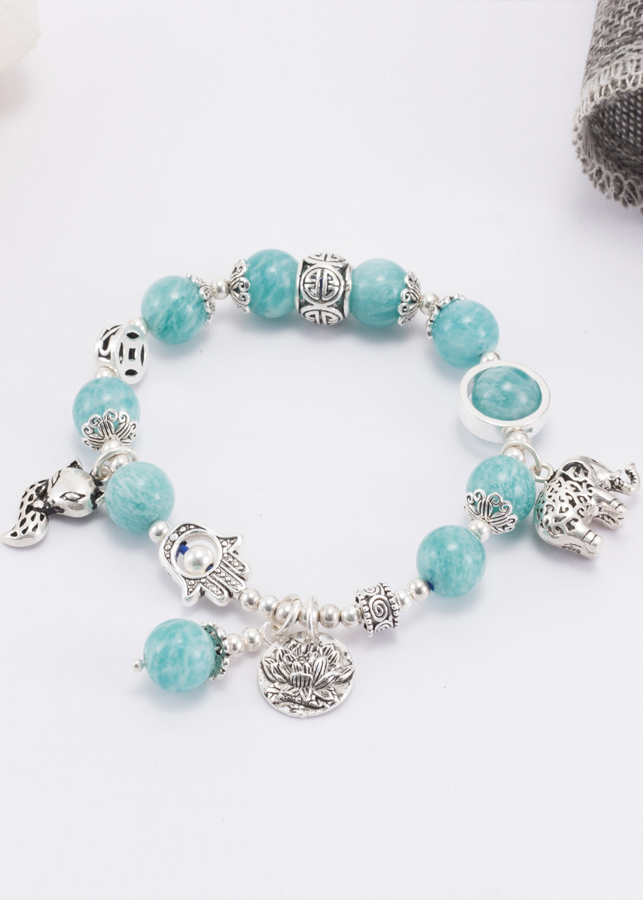 Vòng Đá Amazonite Phối Charm Bạc Ngọc Quý Gemstones