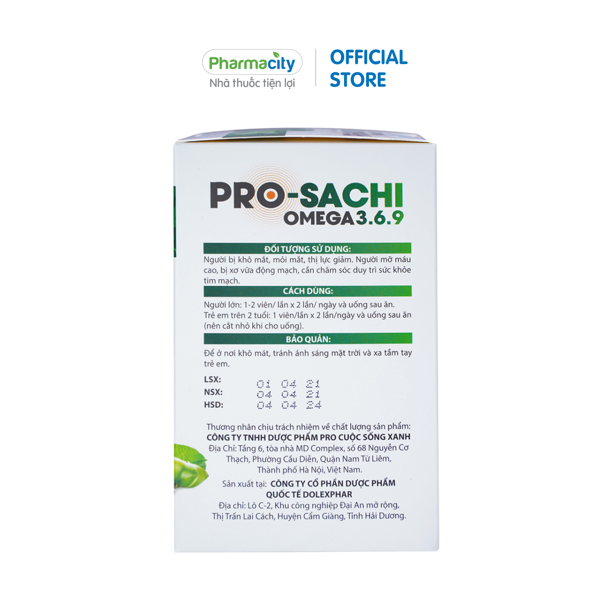 Thực phẩm bảo vệ sức khỏe Pro-sachi Omega 3.6.9