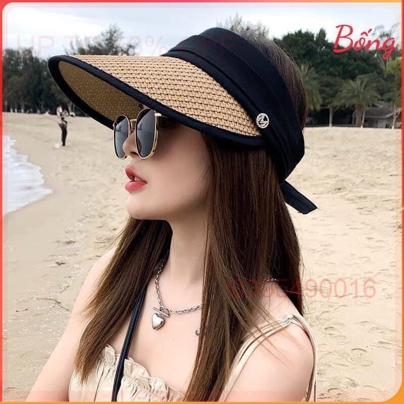Mũ cói lưỡi trai Chống Nắng Tia Uv nửa đầu Vành rộng Nón hở chóp thời trang nhiều màu cho phái đẹp Phong cách hàn quốc