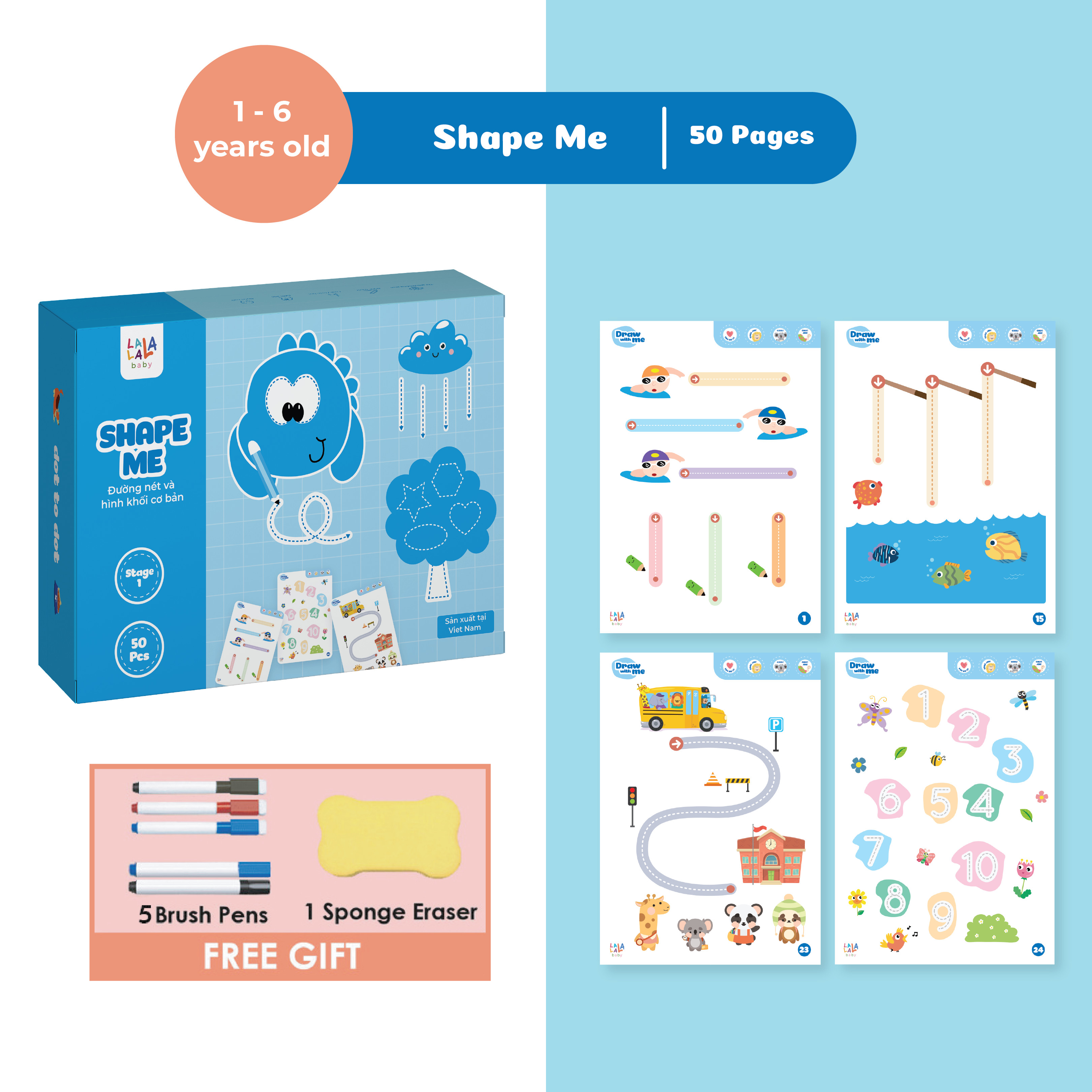 Đồ chơi Giáo dục sớm Thẻ Flashcard thông minh cho bé xóa được, học liệu giáo dục sớm thương hiệu Lalala Baby