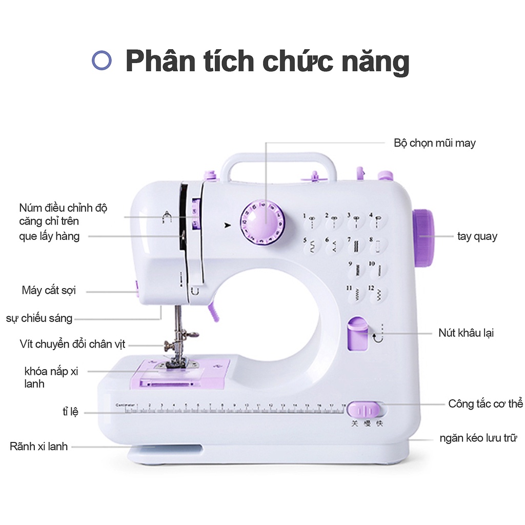 LOẠI TỐT) Bộ máy may mini gia đình đa chức năng tặng kèm đủ phụ kiện hàng chất lượng cao