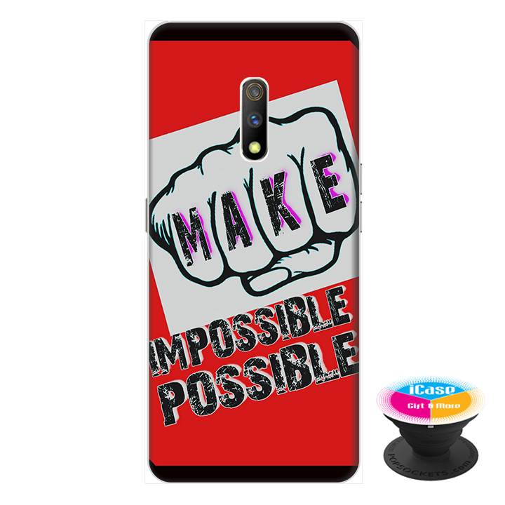 Ốp lưng dành cho điện thoại Realme X hình Make Impossible Possible - tặng kèm giá đỡ điện thoại iCase xinh xắn - Hàng chính hãng