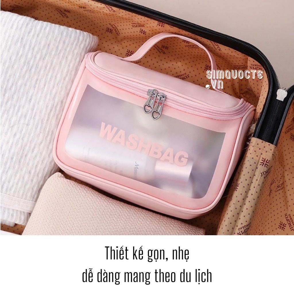 Túi đựng mỹ phẩm WASHBAG có móc treo chống thấm nước đựng đồ trang điểm quai xách tay phù hợp đi du lịch TMP25 - Hồng
