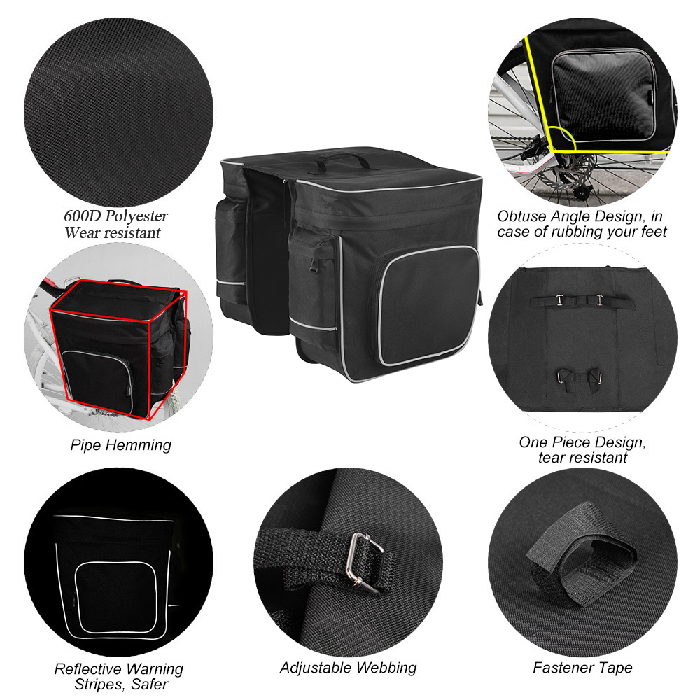 Túi Đôi 2 Bên Xe Đạp 2 Trong 1 30L Màu Đen