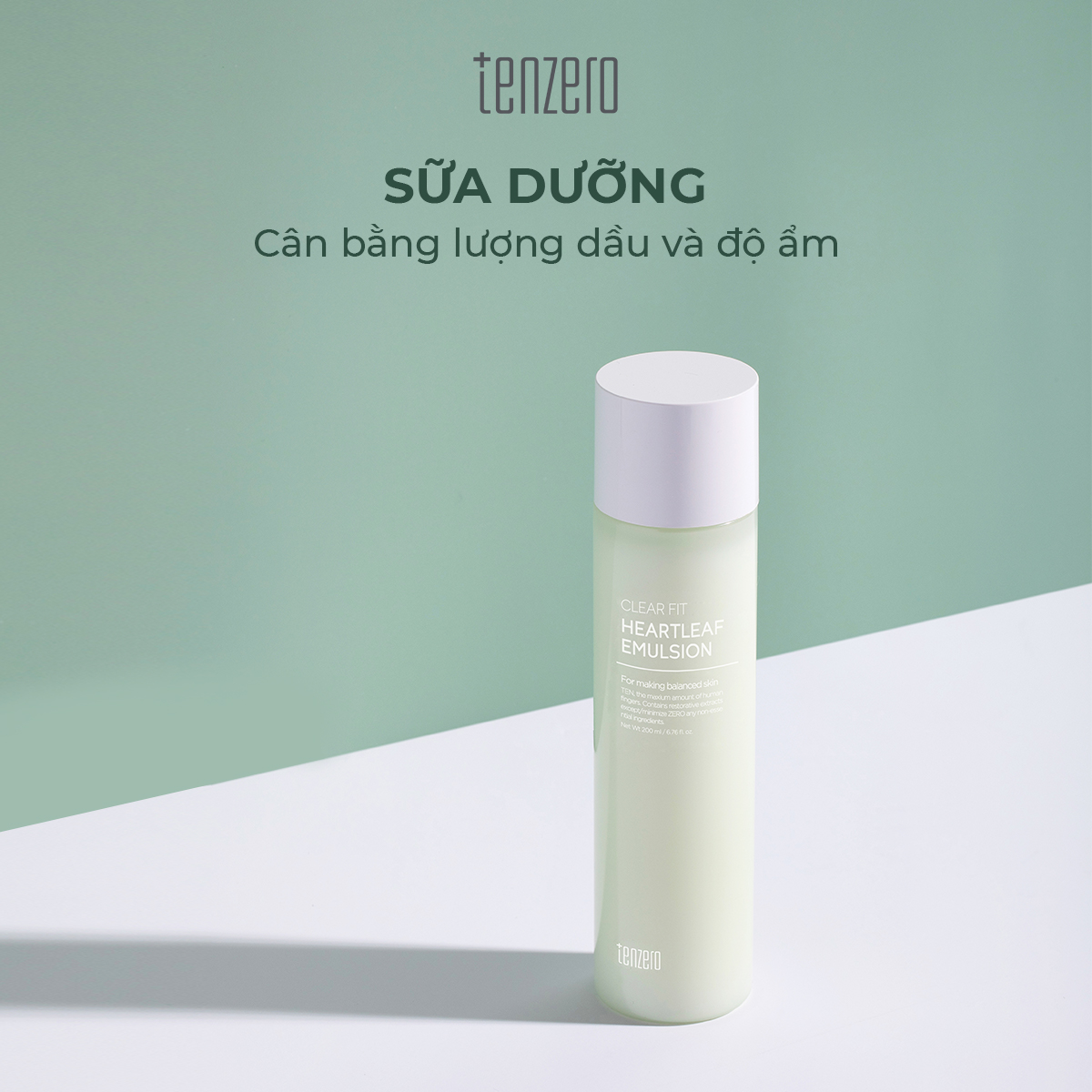 Sữa Dưỡng Ẩm Chống Lão Hóa, Mờ Nếp Nhăn Tenzero Clear Fit Heartleaf Emulsion 200ml