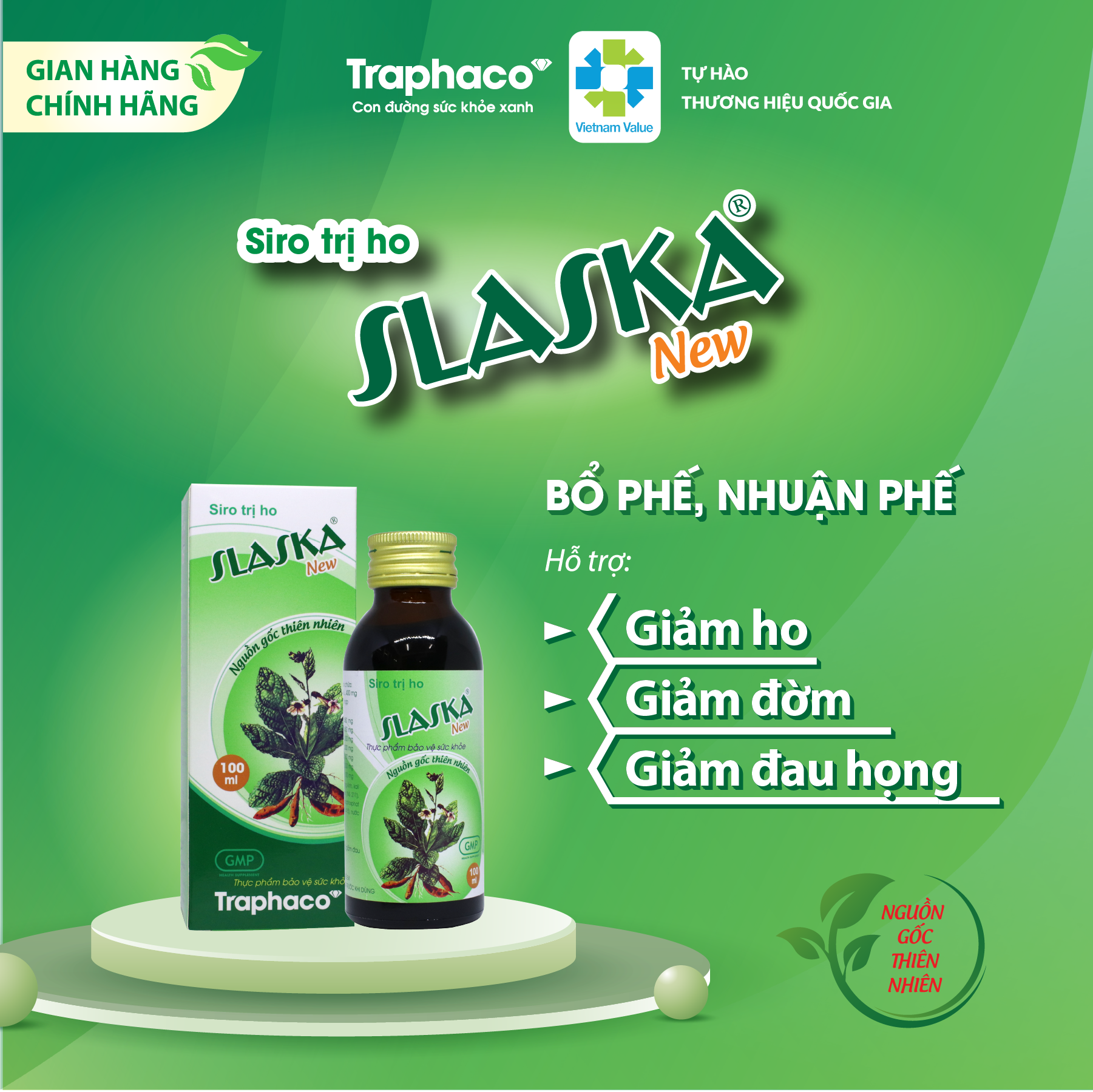 SLASKA NEW - GIẢM HO , LONG ĐỜM , BỔ PHẾ - THÀNH PHẦN THẢO DƯỢC TỰ NHIÊN