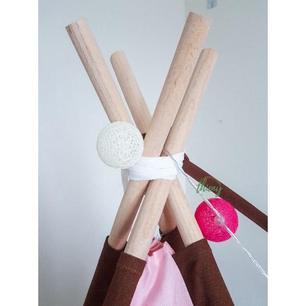 Lều vải cho bé gái màu hồng nâu socola đẹp cao cấp vải kaki cotton 100% Lều vải Thiên Ý tự sản xuất Hình ảnh tự chụp
