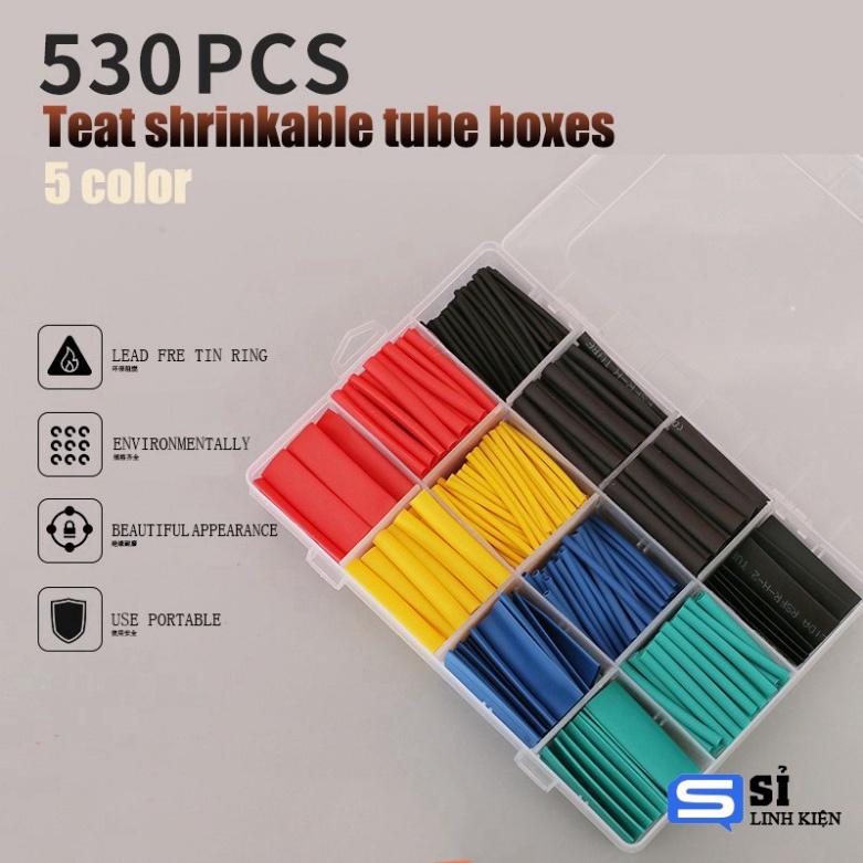 Bộ hộp ống gen co nhiệt, tui co nhiệt cách điện, nhiều màu, nhiều cỡ, các form size Túi 328pcs, túi 530pcs, Hộp 580p