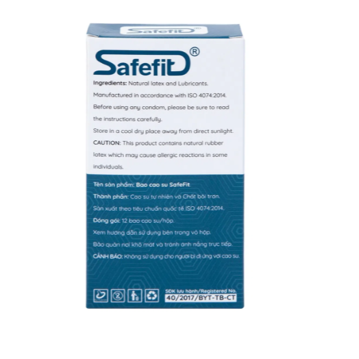 Bao cao su siêu mỏng Safefit Comfortable size 52mm - hộp 12 chiếc