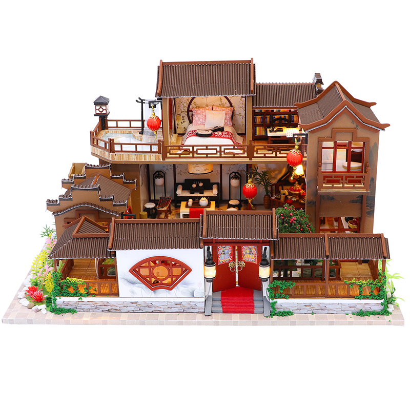 Mô hình nhà DIY Doll House A Splendid Family Kèm Đèn LED và Mica chống bụi