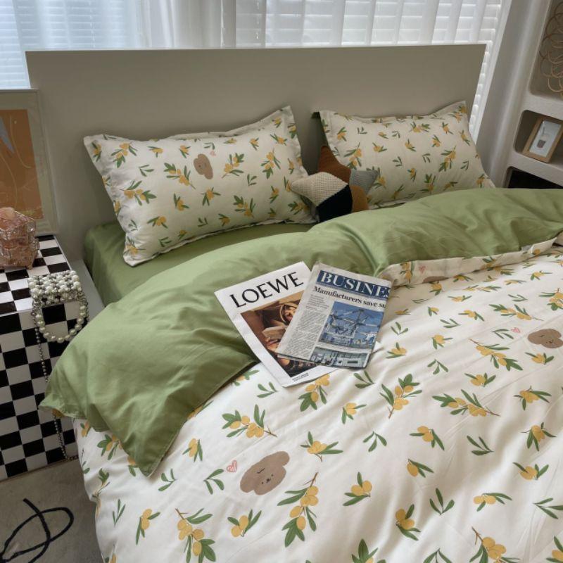 Bộ chăn ga gối cotton poly Hoa Nhí 2022. Chăn ga phong cách Hàn Quốc QUY Bedding
