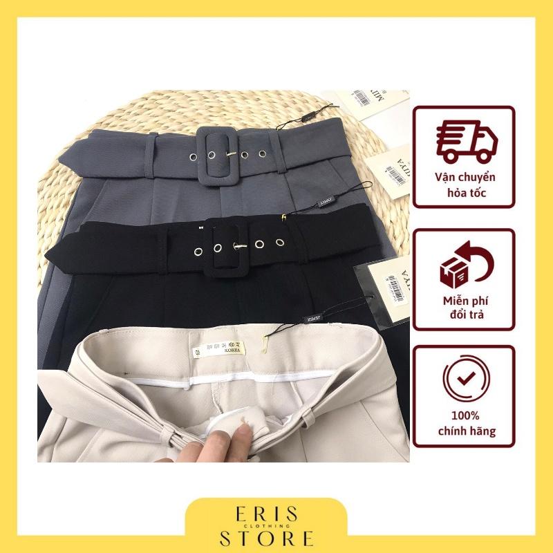 Quần Baggy nữ, quần tây nữ vnxk đai vuông rời mặc công sở đứng fom