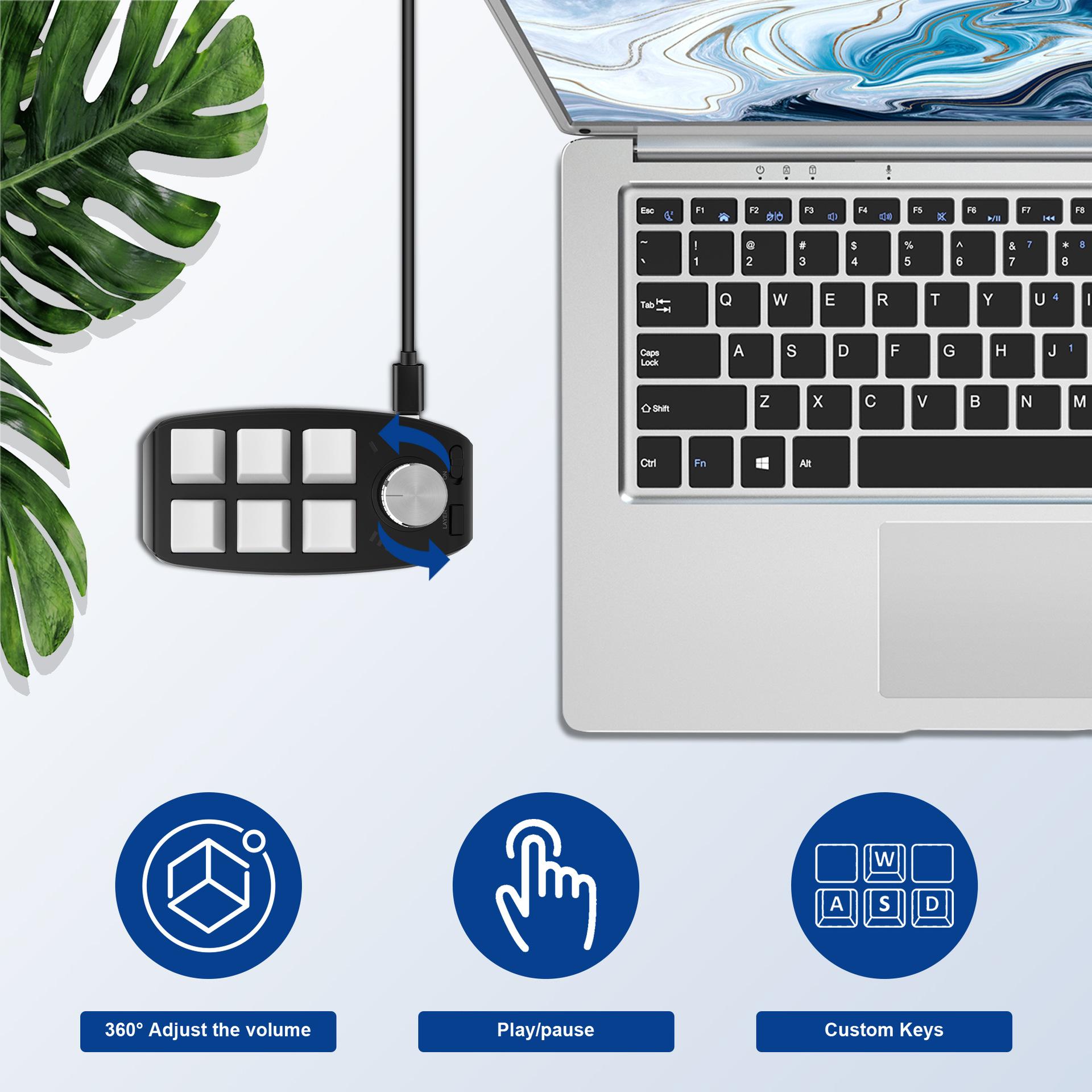 Giao hàng nhanh Núm 6 phím Bluetooth tùy chỉnh lập trình vĩ mô bàn phím cơ văn phòng phím tắt PS copy paste vẽ thiết kế