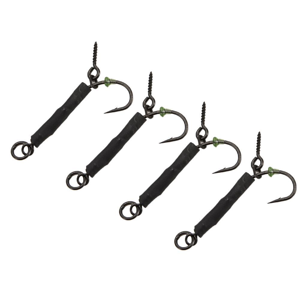 4pcs Fishing Ronnie Rigs Carp Fishing Rigs Assist Hooks 04 barbed 04