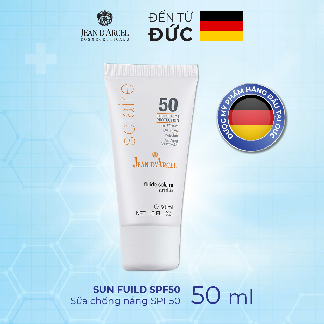 [HSD: 12/2023] J149 Sữa chống nắng Solaire - Sun Fluid Spf50 50ml - Jean d'Arcel