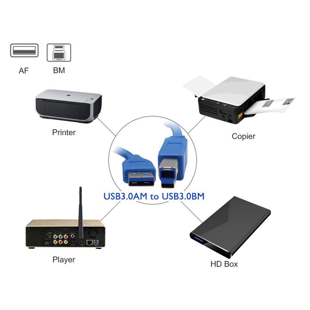 USB 3.0 Cable Type A to B Male SuperSpeed USB Adapter Connector Bi-Directional