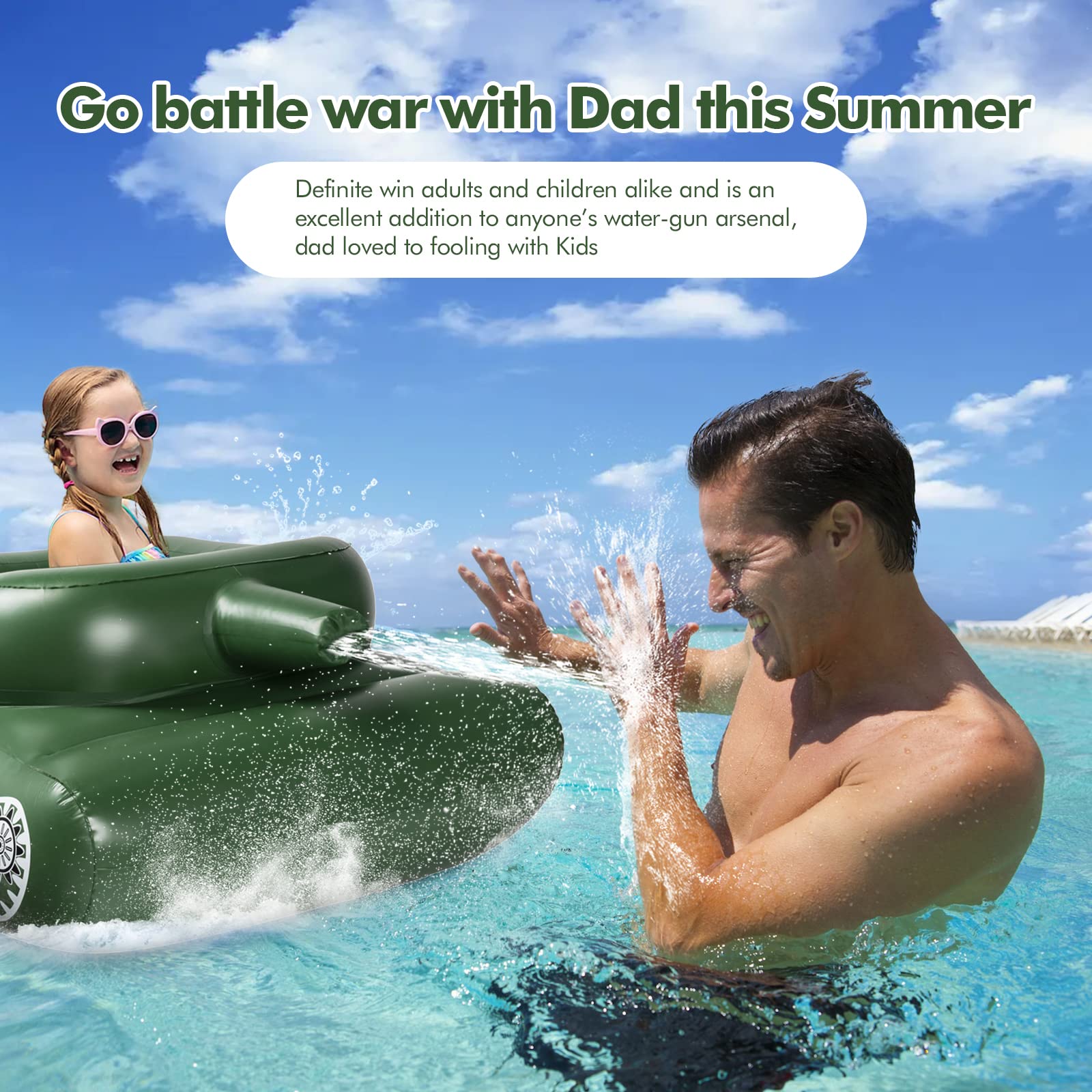 Phao Bơi Xe Tăng Bắn Nước Inflatable Tank Pool size lớn