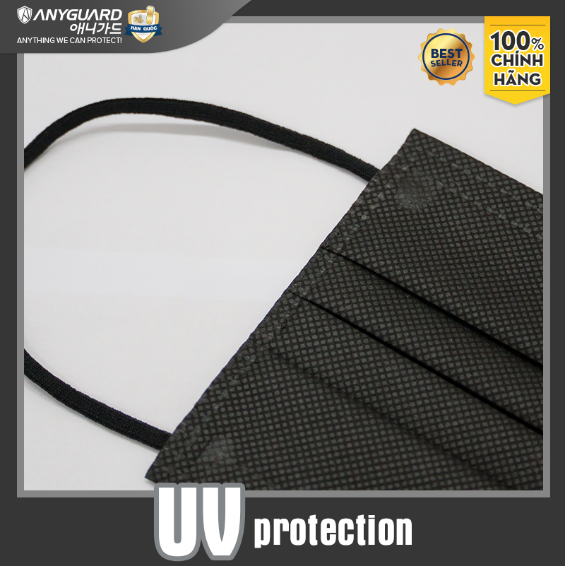 Khẩu Trang Anyguard Hàn Quốc 3 Lớp Màu Đen Chính Hãng - Lọc 99% Vi Khuẩn, UV Protection - Bảo Vệ Hằng Ngày - Tiêu Chuẩn Công Nghệ Hàn Quốc - ISO 9001:2015, ISO 13485:2016, QCVN 01:2017/BTC