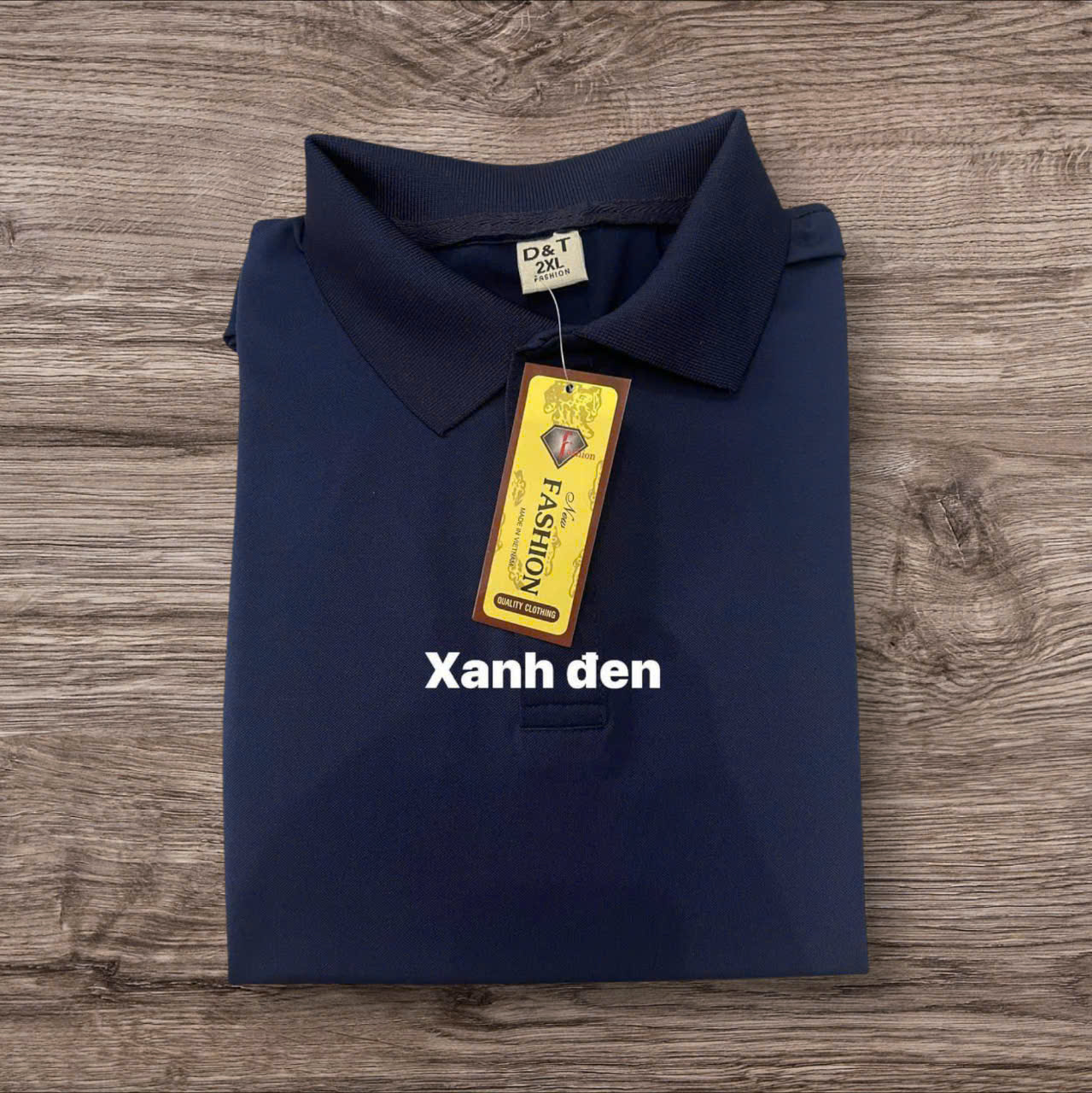 Áo Thun Có Cổ Nam Nữ Vải Cá Sấu Poli Thái Co Giãn 4 Chiều Màu Xanh Dương