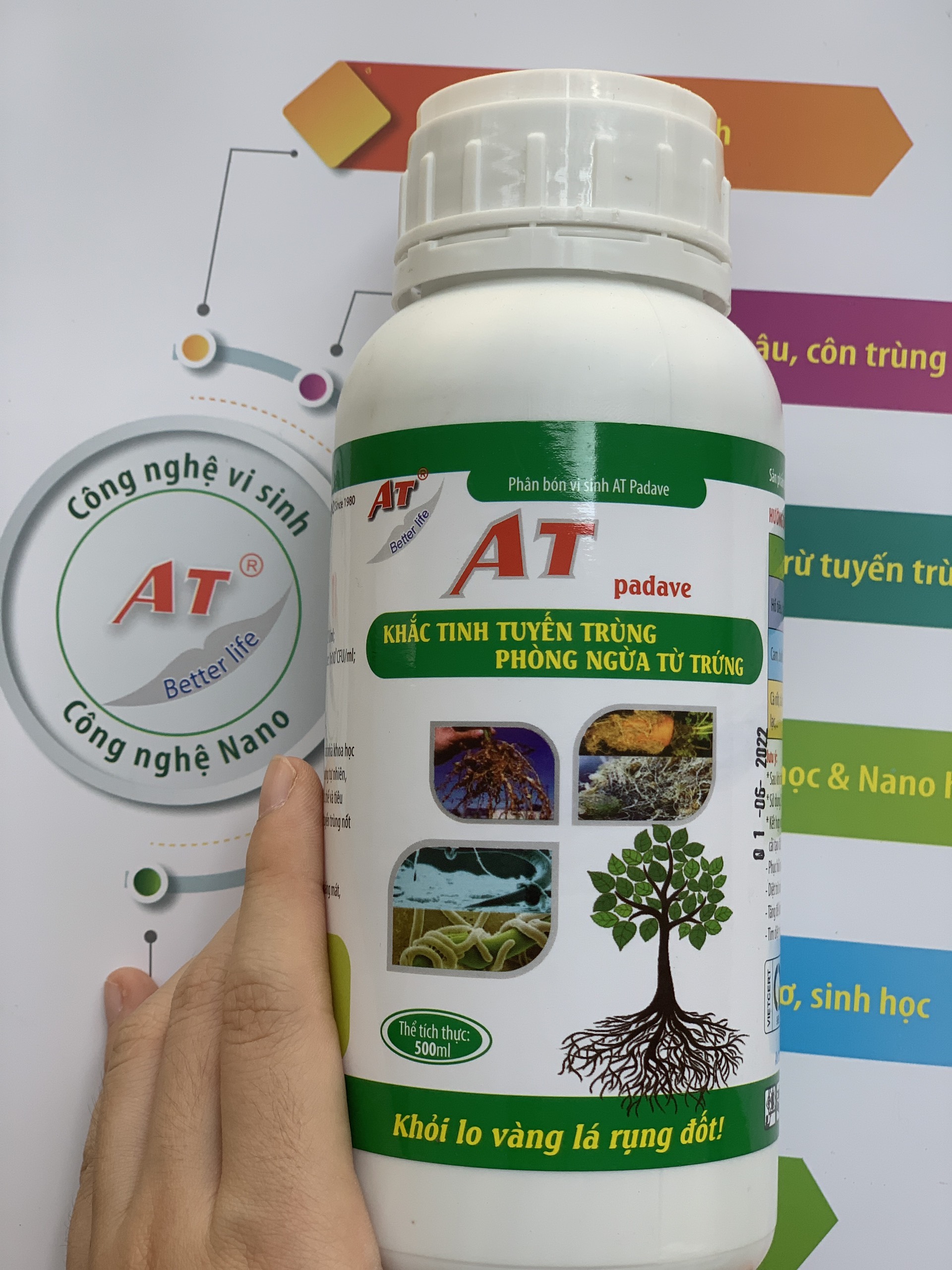 Thuốc Đặc Trị Tuyến Trùng Triệt Để Từ Trứng Và Ấu Trùng Không Ảnh Hưởng Đến Giun Đất - AT Padave 500ml
