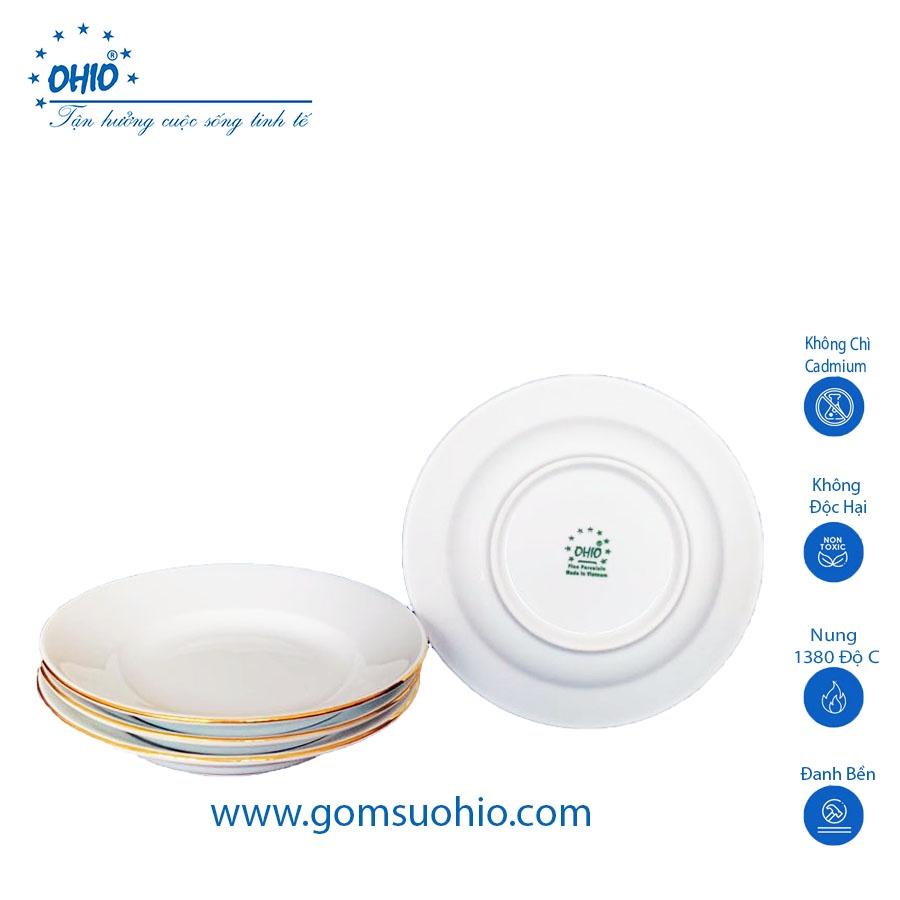 Đĩa Sâu 20.5cm Sứ Trắng Viền Kim OHIO