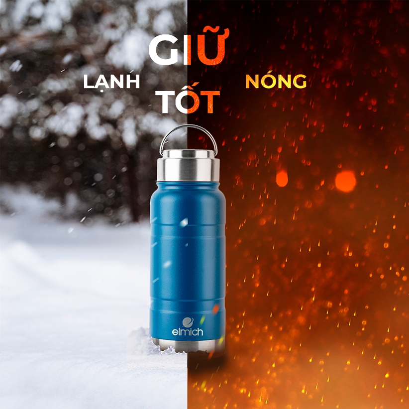 Bình giữ nhiệt Inox 304 Elmich EL8014-EL8015 dung tích 520ml-680ml - Hàng chính hãng