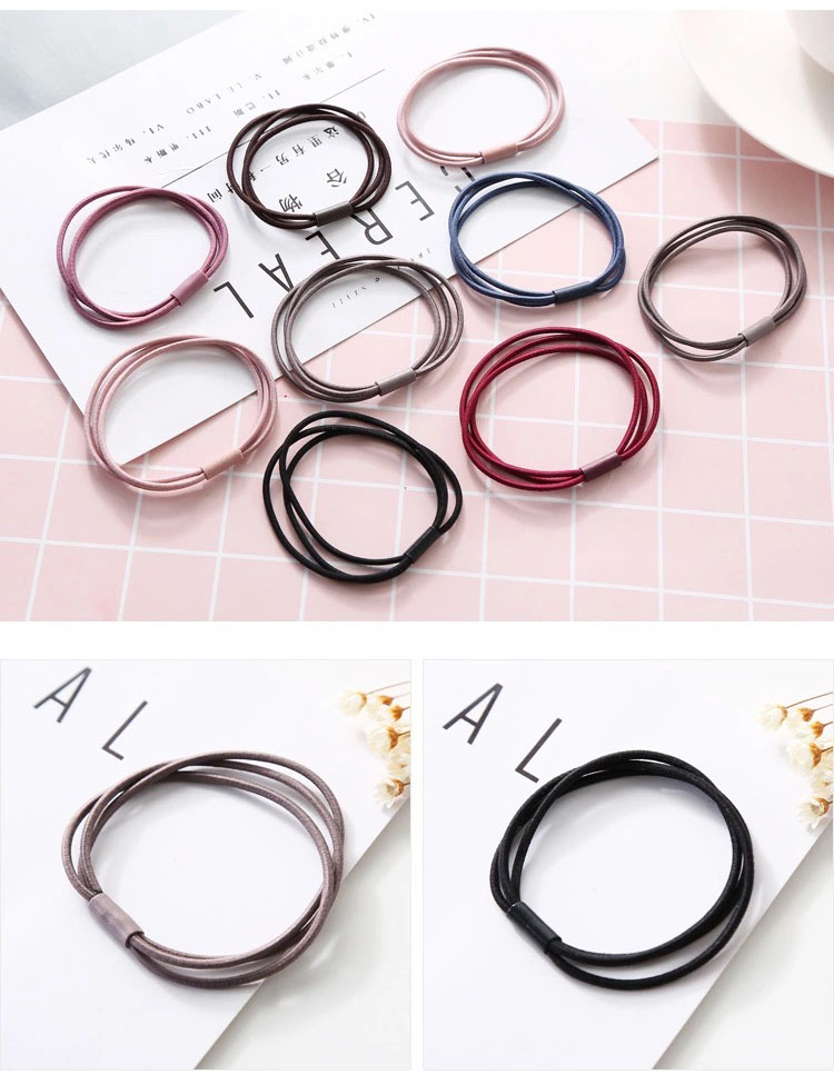 Combo 5 Dây Chun Buộc Tóc, Thun Cột Tóc Mảnh 3 Vòng Màu Sắc Nhã Nhặn SC23