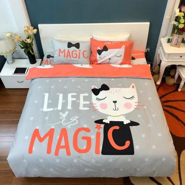 Bộ chăn ga cotton 3D hoàng loại 1