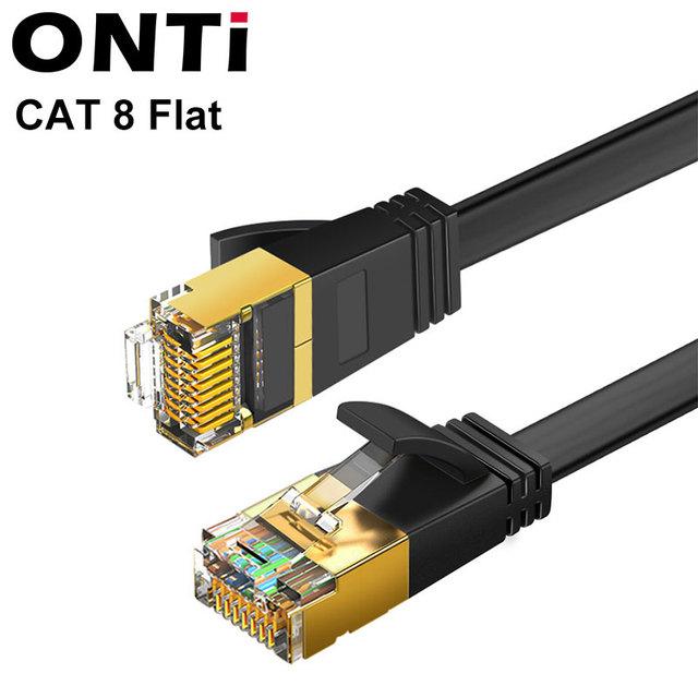 ONTI CAT8 Cáp Ethernet 40Gbps 2000MHz S/FTP CAT 8 RJ45 Mạng LAN Dây vá cho bộ định tuyến PC PS4 TV máy tính xách tay RJ45