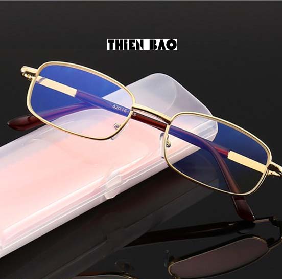 Kính lão thị, viễn thị toàn viền, kim loại NAM NỮ VÀNG GOLD PUMA02 tròng phản quang chống mỏi chuẩn độ cao cấp