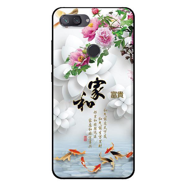 Ốp lưng in cho Xiaomi Mi 8 Lite mẫu Chim Cá Nền Hoa Trắng - Hàng chính hãng