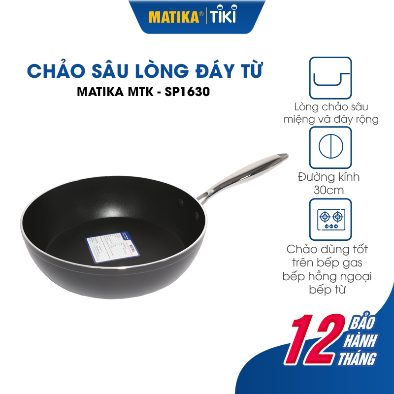 Chảo Chống Dính Đáy Từ MATIKA Sâu Lòng Size 30CM MTK-SP1630 - Hàng chính hãng